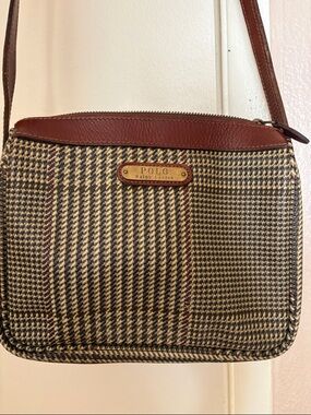Vintage Polo by Ralph Lauren Brown Houndstooth with Leather Trim